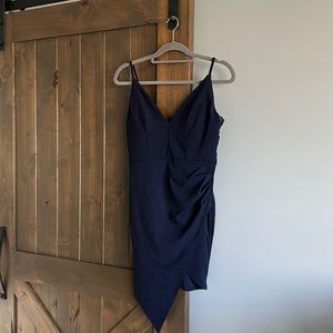 Navy Bodycon Asymmetrical Dress Size M